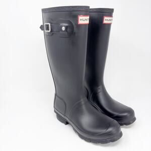 Hunter Original Tall Matte Black Rain Boots in women's size 5